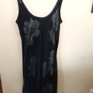 Black Slip Dress Sheer Y2K Size 5/6 Satin Detail